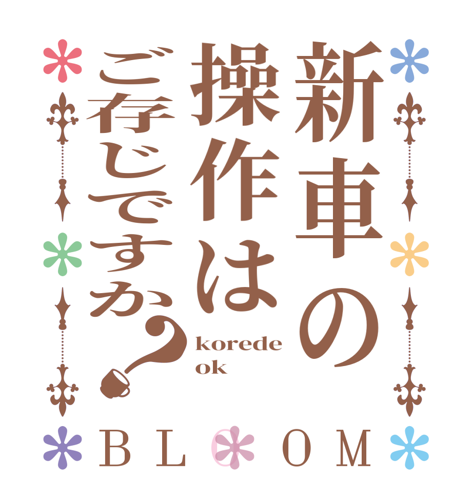 新車の操作はご存じですか？BLOOM korede ok 